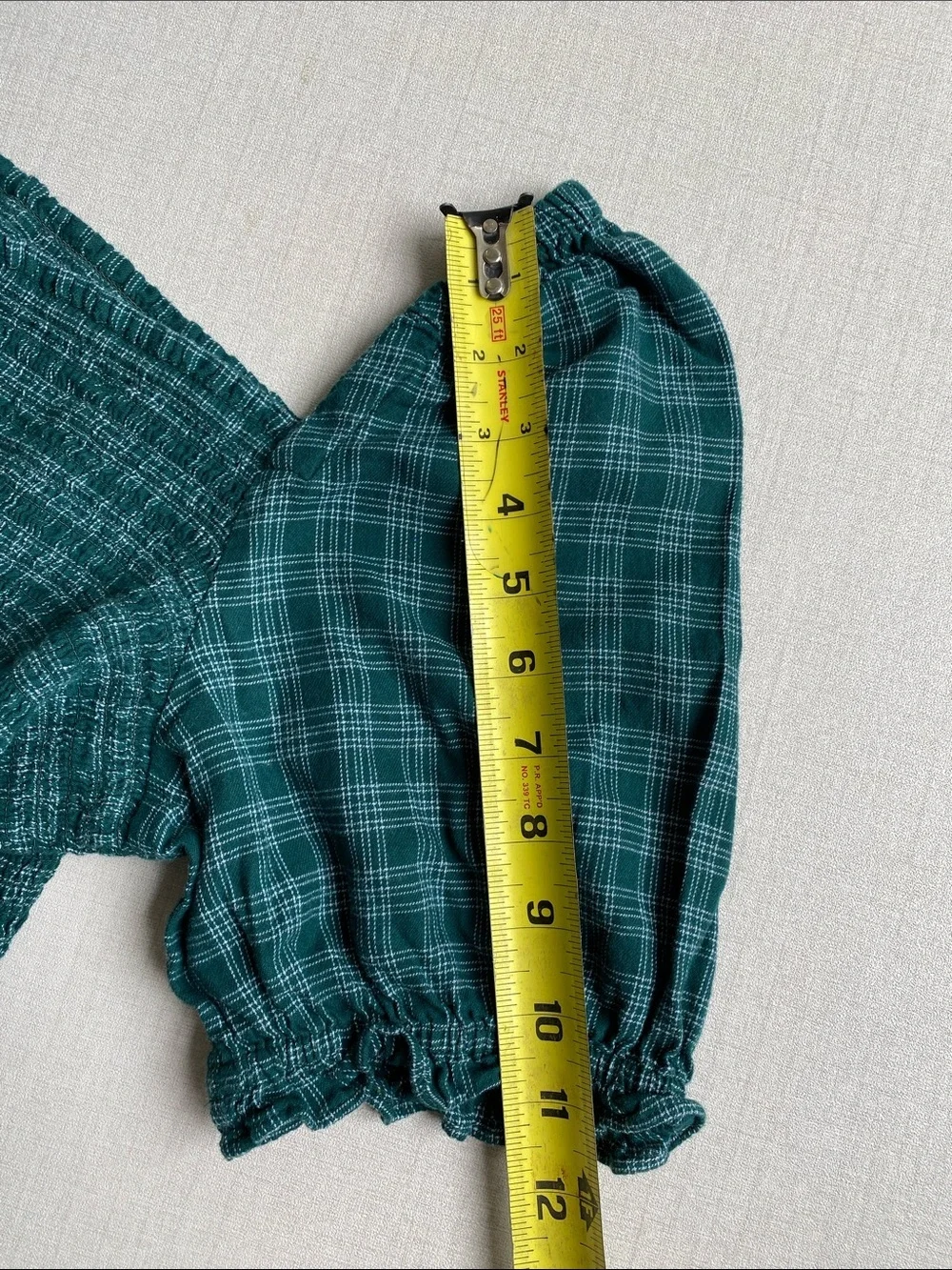 J. Crew Plaid Smocked Square-Neck Top Size M 100% Cotton